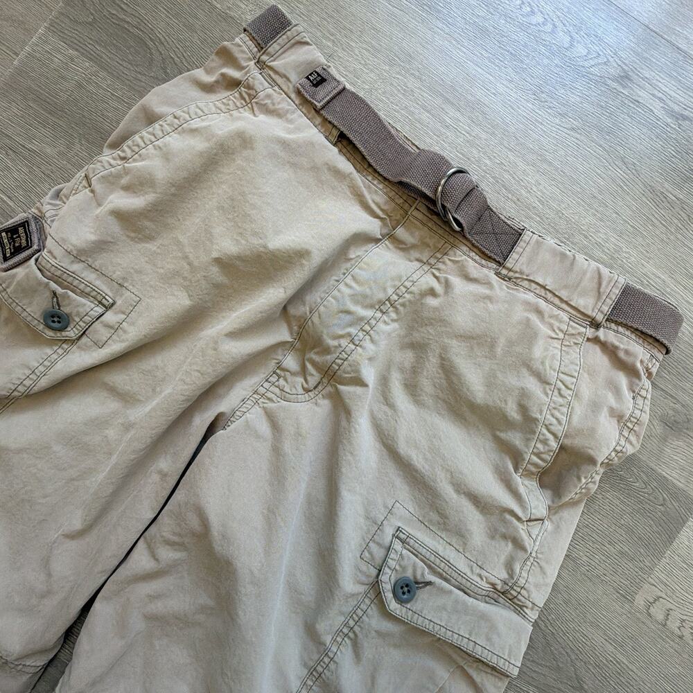 Vintage Abercrombie & Fitch Cargo Shots Men Size 32 Light Khaki Belt Distressed